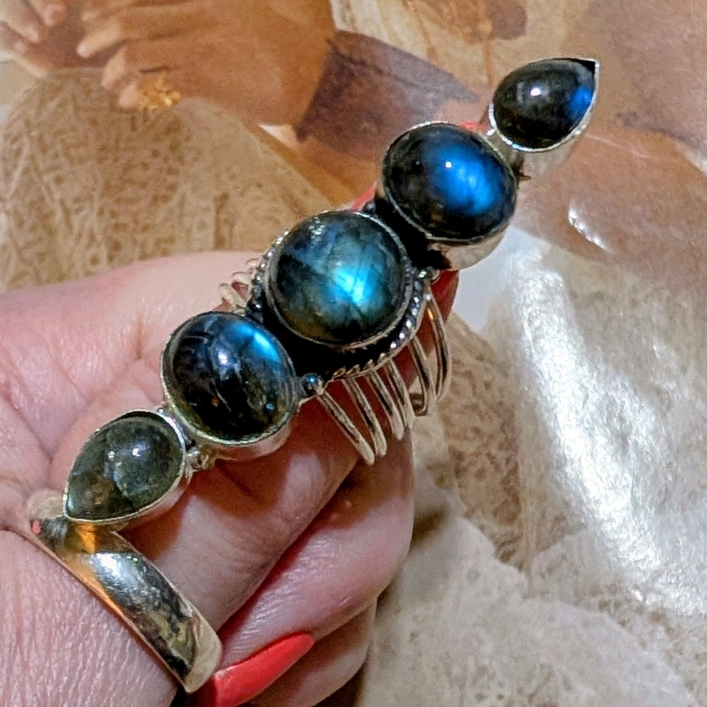 VTG Really Long Labradorite Sterling Silver Ring - Picture 3 of 5